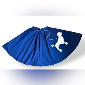 Vintage 50s handmade Circle textured poodle skirt Blue Small 26” Waist Cotton